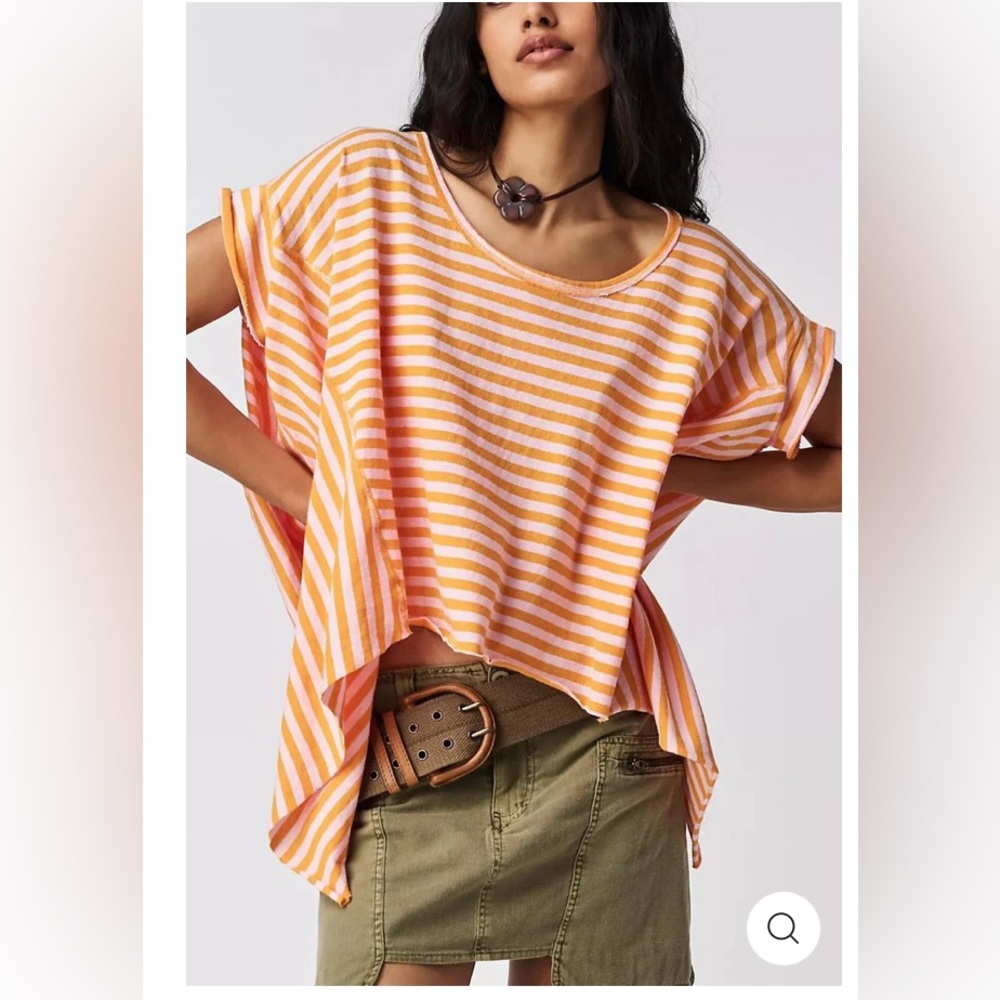 🆕 Women’s We the Free People Striped Angel Tee. Size Large. NWT